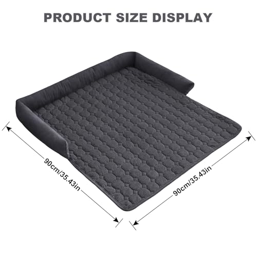 LiveGo Dog Sofa Bed, Pet Couch Covers, Non Slip Cover For Dogs/Pets, Breathable Dog Sofa Cover, Washable Dog Bed For Sofa, Sofa Protectors From Pets Cooling Mat (Dark grey, 90 x 90 x 12cm) - Image 4