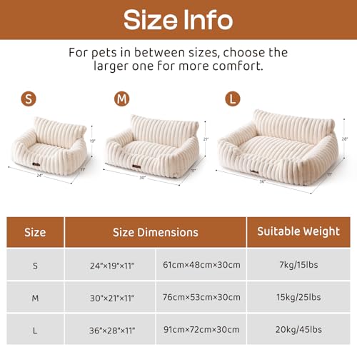 MEWOOFUN Hundesofabett - Katzenbetten für Hauskatzen Weich und Flauschig, Katzensofabett Kleines Hundebett für Hunde und Katzen, Beruhigendes Hundebett (Grau, 91x72x30cm)