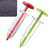 MeevrgR Mini spandiconcime da giardino, 2 pezzi, piccolo spargitore manuale manuale per semi e cereali, dispenser di fertilizzante in plastica 10 x 3,2 cm, rosso e giallo