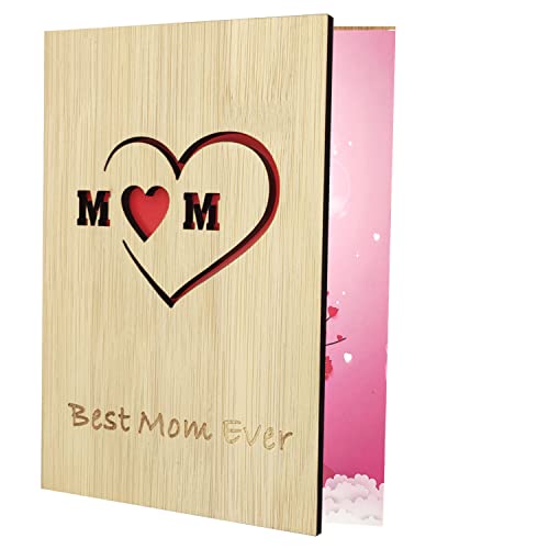 Fete des Meres- Carte de Fête des Mères Vœux Inscriptible à la main avec une Enveloppe Unique en Bambou, Cadeau pour Maman, Mère, épouse, Date d'anniversaire, Anniversaire Cover