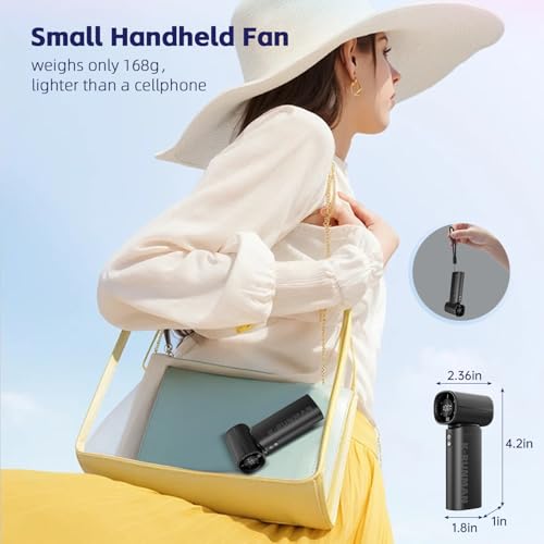 K-RUNMAN Portable Handheld Turbo Fan, 5 Gear Wind, Battery Operated, Up to 12 Working Hours, LED Display with Air Turbo Tech Cooling Fan for Outdoor Activities, Travel, Beach (Black) - Image 5