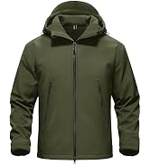 TACVASEN Men's Hooded Softshell Jacket Waterproof Fleece Lined Rain Jacket Lightweight Windbreake...