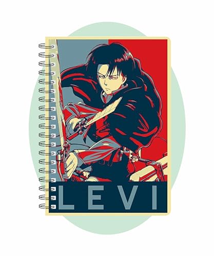 Image of CRAFT MANIACS ATTACK ON TITAN LEVI CLASSIC RED & BLUE PRINTED A5 160 RULED PAGES NOTEBOOK & FREE KEYCHAIN BEST GIFT FOR AOT LOVERS