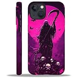 Bvkilrvc for iPhone 15 Case, Grim Reaper Holding His Scythe Pattern Print Matte Phone Case Funny Liquid Silicone Case Impact Resistant Anti-Scratch Shockproof Protective Cover