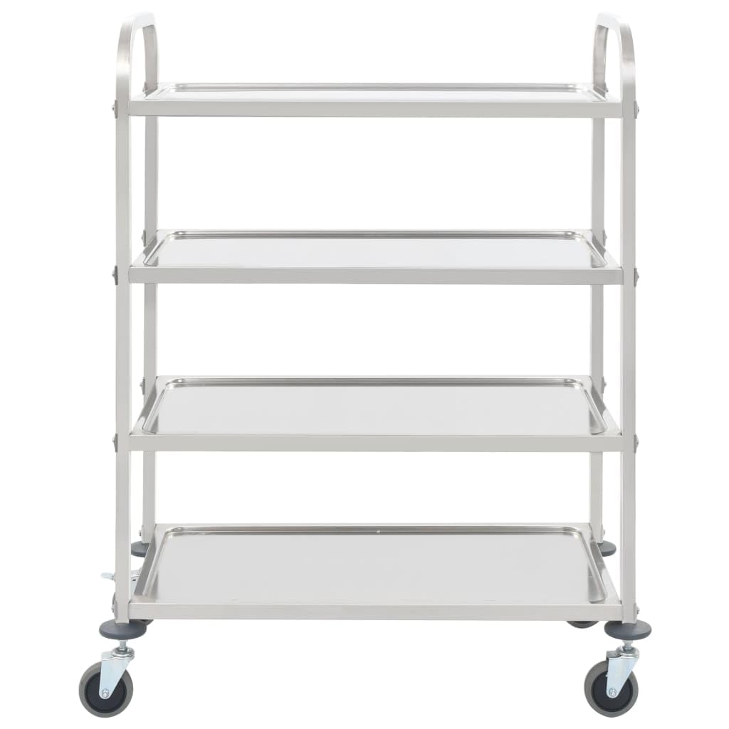 Generico Carrello da Cucina a 4 Livelli 107x55x125 cm in Acciaio Inox,Carrelli e Isole,Carrelli da cucina-50916