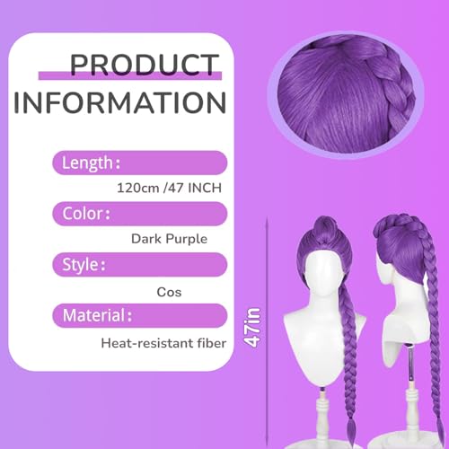 Ruml Wig - Children's Purple Braided Wig - KPOOP Cosplay Wig - Purple Braided Wig Set Hairstyle - Perfect for Halloween, Performances, and Parties4