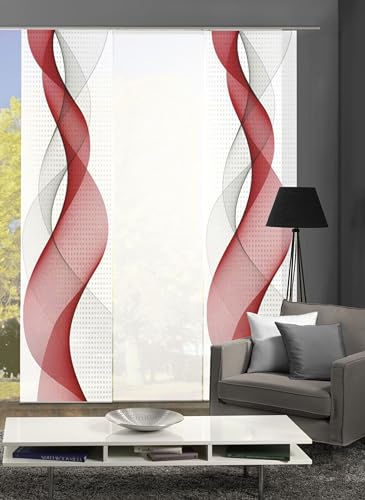 Home Fashion 88669, 3er-Set Schiebegardinen \'OPALIA\' | 3X 245 x 60 cm | inkl. Zubehör | Farbe:, Farbe:rot Home Fashion 88669, 3er-Set Schiebegardinen \'OPALIA\' | 3X 245 x 60 cm | inkl. Zubehör | Farbe:, Farbe:rot