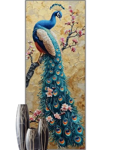 Diamond painting paon grand format 120x50cm avec broderie diamant kit complet full round drill