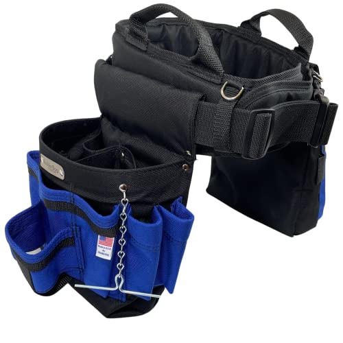 Lowest Price BOULDER BAG Ultimate Electrician's MAX Combo with Comfort Back Support Tool Belt, Quick Release Buckle, Heavy Duty, Blue (Large 33-36 Inch Waist), Made in USA