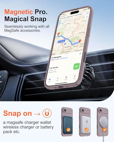 Image of Magnetic for iPhone Air Case,Shockproof Matte Cover,Lavender Purple | with Screen Protector,Compatible with MagSafe,Military Grade Drop Protection,Full Camera Protection,Non-Slip Design Case