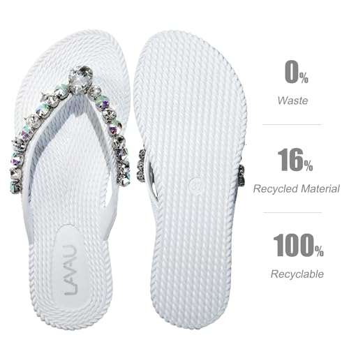 LAVAU Flip Flops for Women Dressy Rhinestone Thong Sandals for Summers Dress Beach3