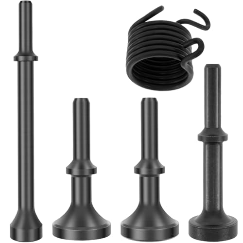 Kznifmk Juego de Brocas para Martillo Neumático Alisador, Kit de 5 Herramientas para Martillo Neumático con Resorte para Martillo Neumático 150, 190, 250