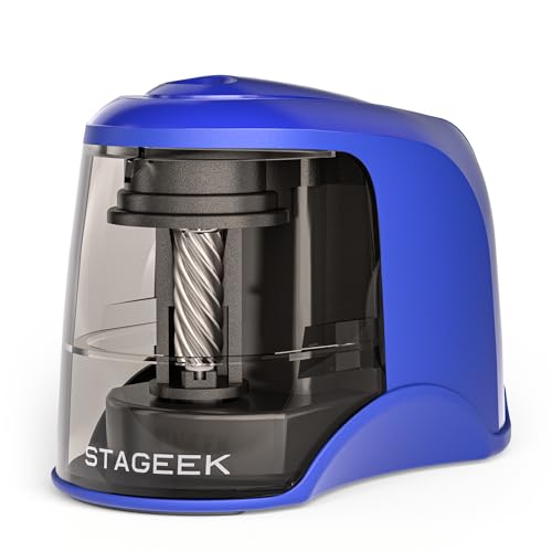 STAGEEK Electric Pencil Sharpener, Plug in or USB/Battery Operated, Blue