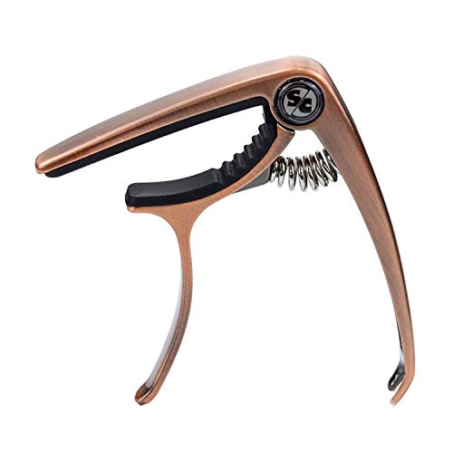 SOUGIC Guitar Capo,Professional guitar accessories Zinc Metal Capo for 6 String Acoustic Guitar, Electric Guitar, Ukulele, Bass, Banjo, Mandolin (Rose Gold)