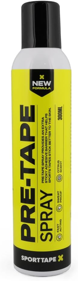 SPORTTAPE Pre-Tape Adhesive Spray 300 ml – Fast-Drying Aerosol for Improved Skin Adhesion of Sports, Kinesiology & Zinc Oxide Tapes | Sweat‑Resistant, Skin-Friendly, UK-Made