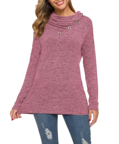 Image of WEACZZY Women's Long Sleeve Shirts Button Cowl Neck Casual Loose Tunic Tops Blouse Dressy Fashion 2026