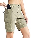 MIER Women's Lightweight Stretch Outdoor Hiking Shorts with 7 Zipper Pockets Quick Dry Camping...
