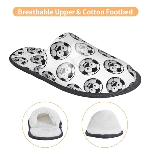 Happy Soccer Print House Slippers For Women And Men,Soft Slippers With Memory Foam,Non-Slip Indoor Home Shoes3