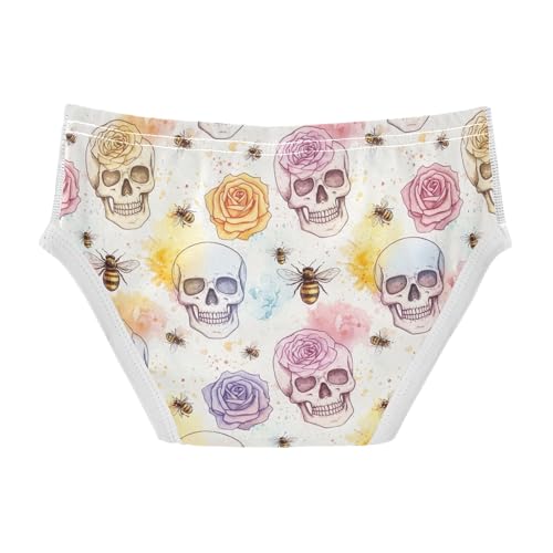 CHIFIGNO Boy Underwear Cotton Briefs Soft Breathable Toddler Boys Underwear Briefs, Pastel Skull Rose Bee2