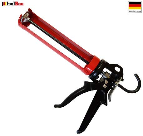 Isolbau Profi Folienkleber Set inkl. HQ Auspresspistole - Bauelastischer 1K Klebe-Dichtstoff zur Verklebung von Kunststofffolie, Dampfbremsen & Dampfsperren - 10 x 450 g