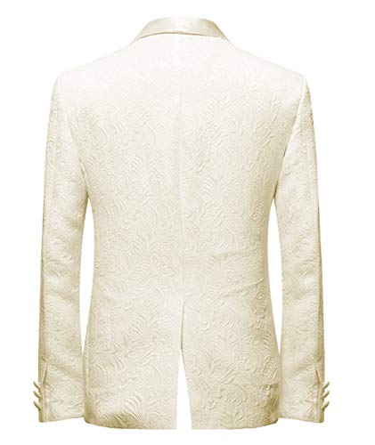 Men's Two Piece Formal Printing Mens' Suit Slim Fit Shawl Collar Wedding Tuxedos for Groomsmen (Blazer+Pant)2