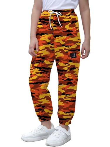 Image of Cromoncent Girls & Womens Camo Print Cargo Pants Outdoor Lightweight Jogger Baggy Pants, 6 Years - XX-Large