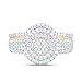Jewels By Lux 10K Yellow Gold 3/4 Cttw Natural Diamond Nk Fashion Double Halo Anniversary Wedding Engagement Band Ring Bridal Set, Womens Size 7.5