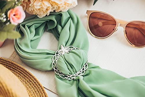 Handmade Starfish Scarf Ring - Nautical Scarf Clip for Women Scarves - Large Round Scarf Jewelry - By House of Morgan Pewter3