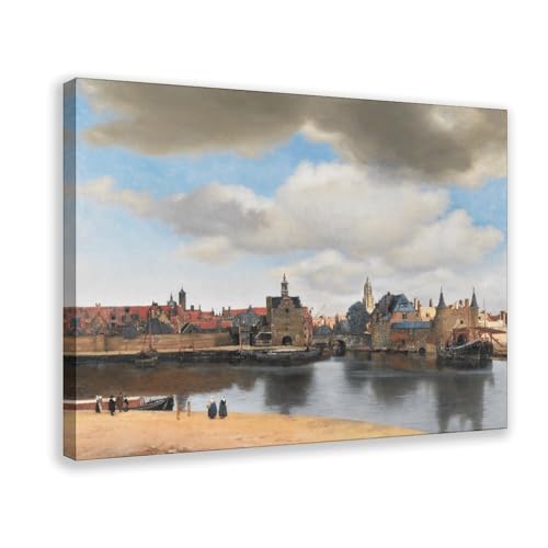 Impression sur toile Johannes Vermeer View of The Delft 1661 tableau de bureau 20x30