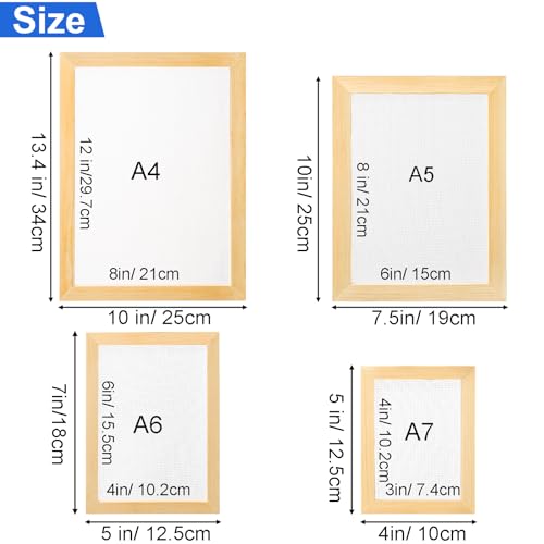 Okllen Conjunto de 4 kits de tela para fabricação de papel, molduras de fabricação de papel de madei