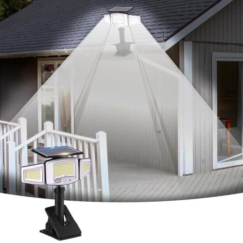1000LM Clip on Solar Lights with 3 Heads, 360°Angle Lighting (1 Pack)