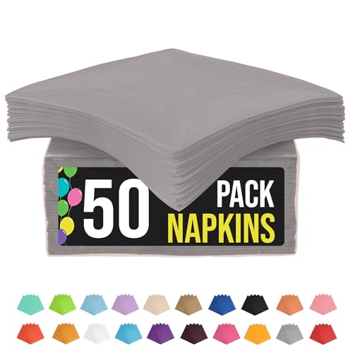 Party Solids Silver Napkins Disposable Everyday 50 Pcs 2 Ply Silver Cocktail Napkins Paper Everyday For Parties & Party Supplies