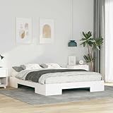 Couleur: Blanc INLIFE Cadre de lit surélevé Blanc 160 x 200 cm Bois Massif en pin-873023