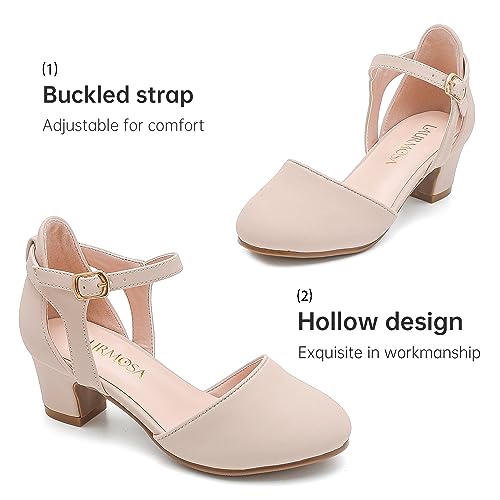 Image of LAURMOSA Girls Dress Shoes Closed Toe Pumps High Heels for Little Big Kid