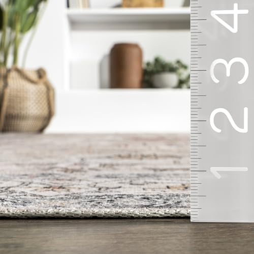 Tapis lavable en machine Nuloom Maelynn médaillon beige de qualité - 4