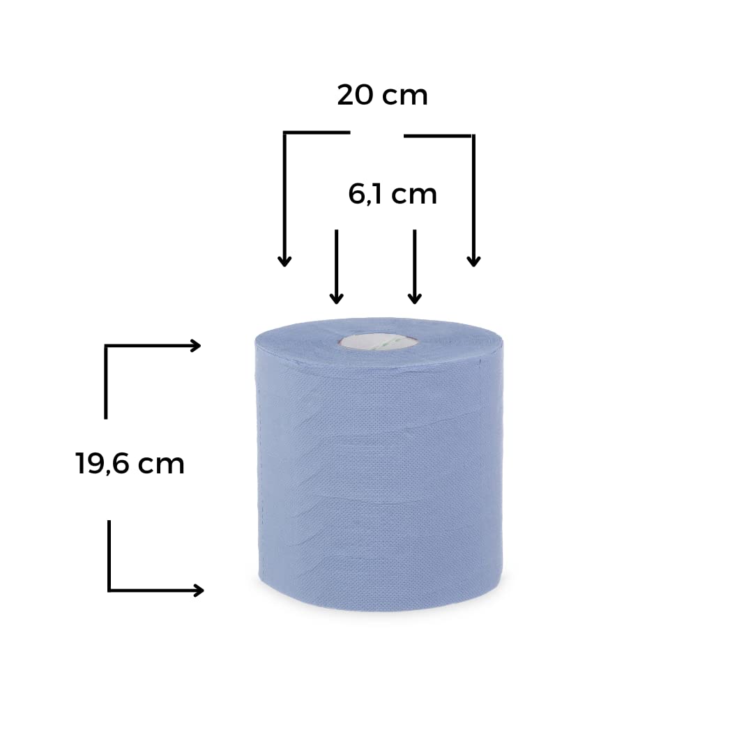 12 Rotoli Asciugamani Di Carta BLU - Pura Cellulosa 2 Veli, Per Dispenser, Officina E Pulizie Professionali - Foto 3