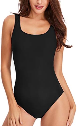 CORTUBO One Piece Swimsuits for Women Athletic Training Swimsuits Swimwear Slimming Bathing Suits for Women Black L