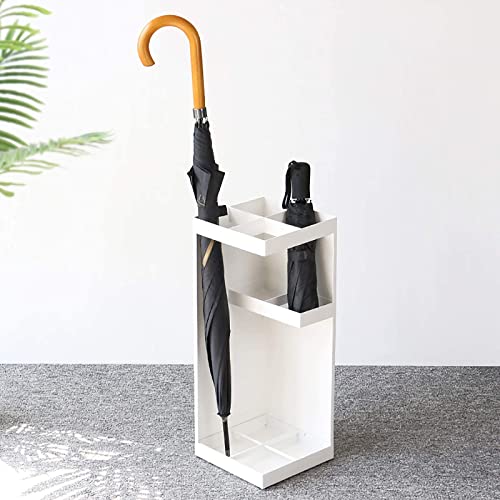 Porte-parapluie peu encombrant carré en métal blanc fer