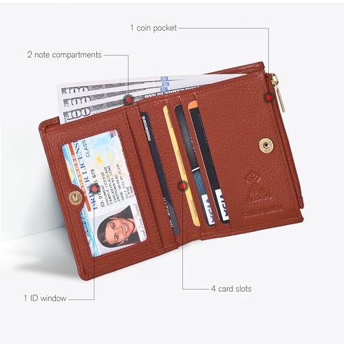 Image of Oak Leathers Wallet For Women Full Grain Leather - Small RFID Coin Purse Credit Card & ID Holder for Ladies,Bifold Wallets for Teenager | Small