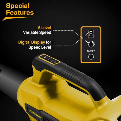 Image of TOMAHAWK TLB-40B 20V Cordless Leaf Blower with 2 x 3.0Ah Batteries | Brushless Turbo Blower for Garden, Home & Workshop Cleaning