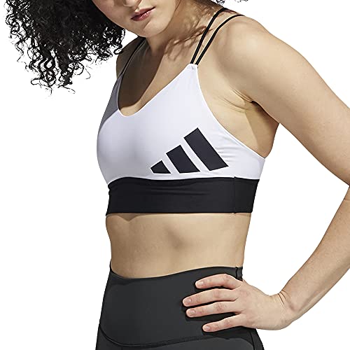 Brassière adidas All Me 3 Bar Logo blanche et noire en taille XS pour femme