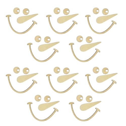 10Pcs Wooden Snowman Face Blank Christmas Wooden Snowman Face Blank Craft Kits with Storage Box Reusable DIY Snowman Crafts for Christmas Home Wall Decorations Party Supplies Handmade Activities