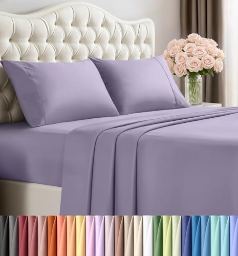 Image of Utopia Bedding Full Size Sheet Set - 4 Piece Bed Sheets, Soft and Breathable Microfiber, Includes 1 Fitted Sheet, 1 Flat Sheet and 2 Pillowcases - Oeko Tex (Lavender)