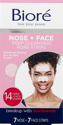 Image of Biore Blackhead Remover Pore Strips, Deep Cleansing, Nose & Face, 14 Count (Pack of 12)