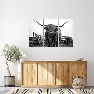 Nachi Wall - 3 Piece Animal Canvas Wall Art Black and White Highland Cow Pictures Longhorn Cattle Wall Painting Prints Contemporary Artwork Living Room Farmhouse Decorations Nachi Wall 3 Piece Animal Canvas Wall Art Black and White Highland Cow Pictures Longhorn Cattle Wall Painting Prints Contemporary Artwork Living Room Farmhouse Decorations