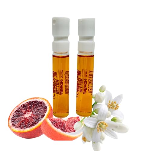 In1mart 2 Bitter Peach Eau De Parfum Sample Vial 0.06 fl.oz./ 2ml each. Fruity Floral Scent. Unisex Perfume for Men and Women