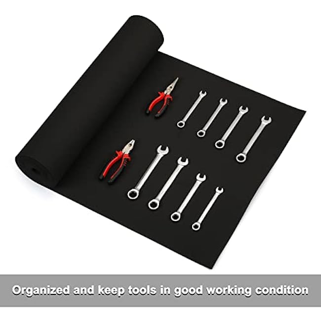 CASOMAN Professional Tool Box Liner and Drawer Liner - 24 inch (Wide) x 24 feet (Long), Non-Slip,Easy Cut, Black