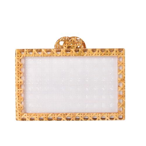 Image of RomanticDesign Women Acrylic Handbag Rattan Woven Pattern Square Box Crossbody Handbag Shoulder Bag Chain Purse