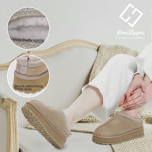 Home Slipper Platform Slippers for Women Indoor Outdoor Mini Boots Non-slip Plush Lining Slip On House Shoes2