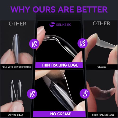 Medium Almond Nail Tips for Extension: Gelike EC Soft Gel Nails Tip Easy and Long Last- 240pcs 10 Sizes for Salon Home DIY Practice Art Design - Image 4